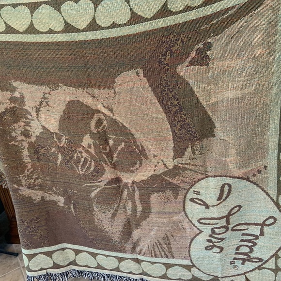 VTG I Love Lucy Lucille Ball Lucy Ricky Graphic Tapestry Woven Afghan 50" x 60" - Picture 14 of 16